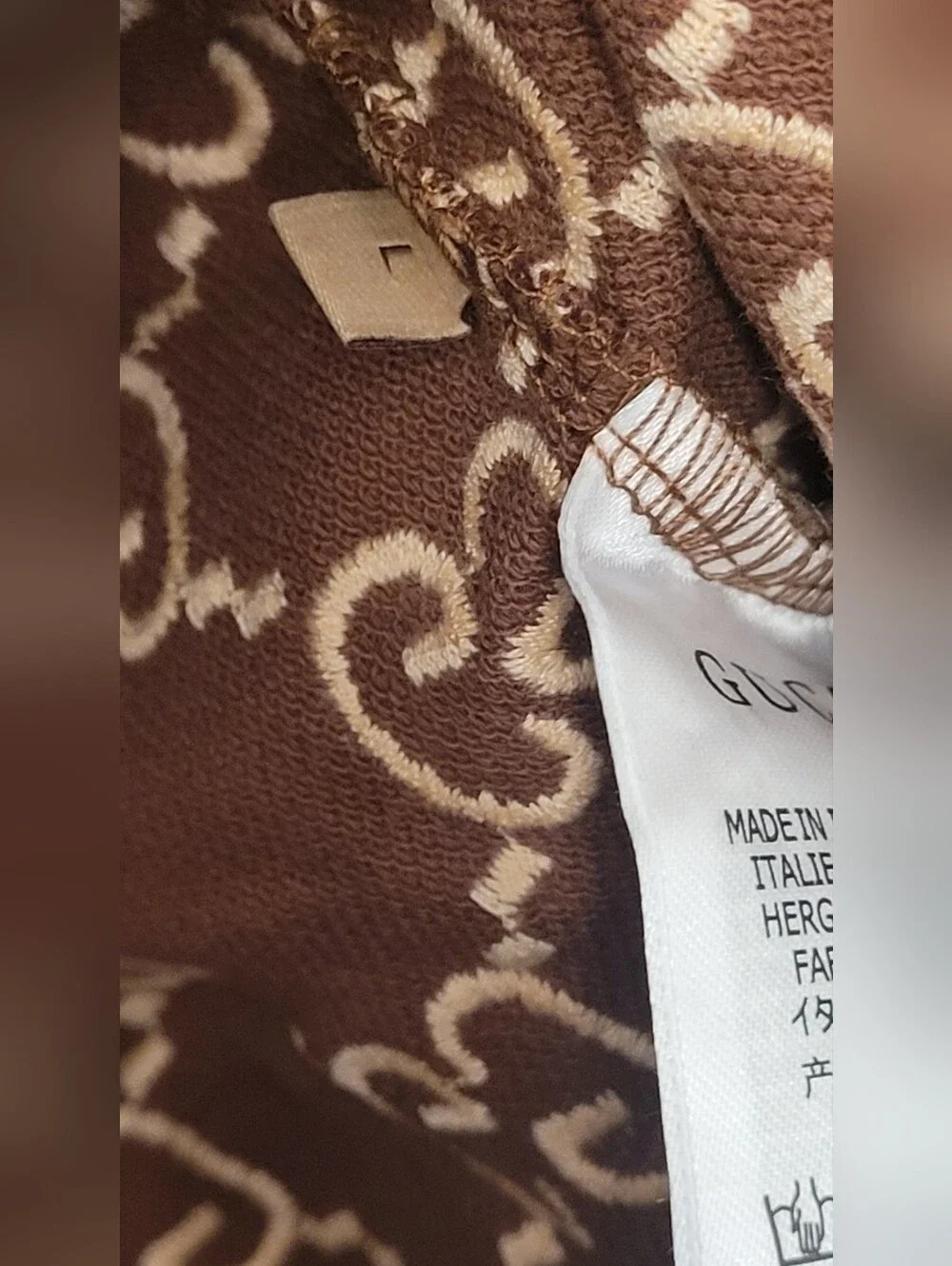 🇮🇹 Gucci Embroidered 👕Brown and Cream GG🇮🇹 Monogram Polo✨️